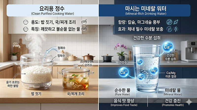 아기 분유 이유식 국물요리 성장기 아이 뼈건강 커피 타기에 좋은 물 일반 정수와 미네랄 정수 비교